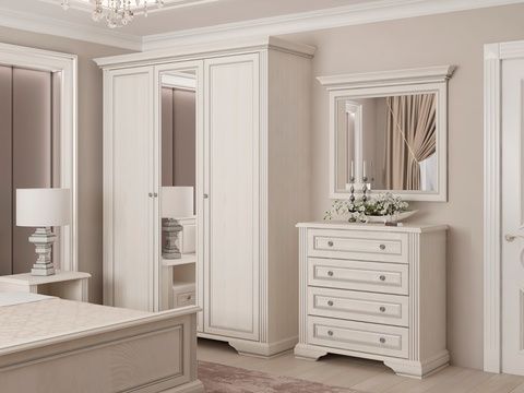 Comoda WHITE 4S 90 (Pin argintiu)