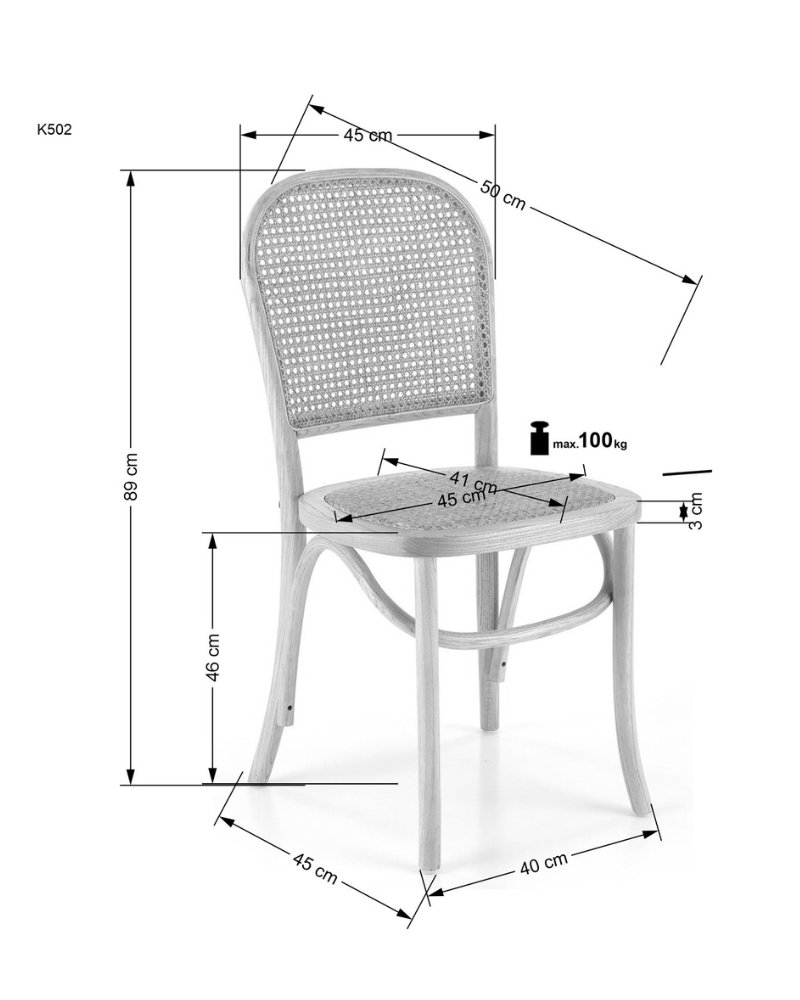 Scaun K502 lemn/ratan